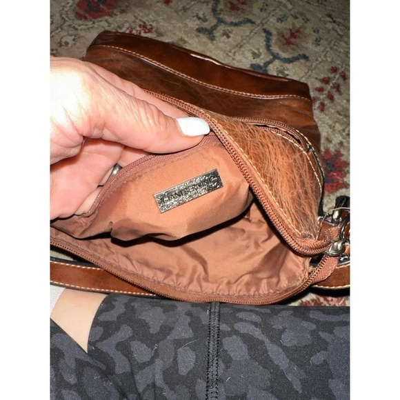 Giani Bernini Women's Brown Cognac Genuine Leather Shoulder Bag - Picture 8 of 10